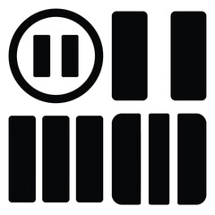 play  icon vector set and silhouette collection.