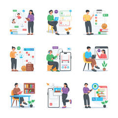 Creatively designed set of education and learning illustration in modern flat style