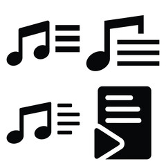 playlist  icon vector set and silhouette collection.