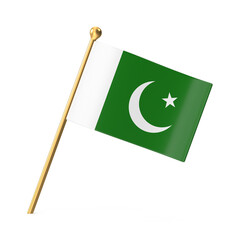 Pakistan National Flag on Golden Pole