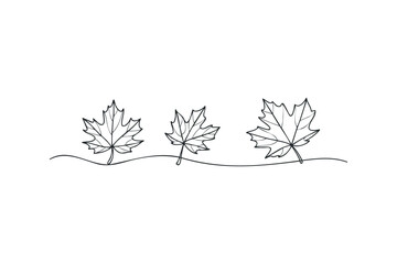 Three Maple Leaves in Minimalist Line Drawing