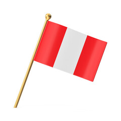 Peruvian National Flag on a Golden Pole