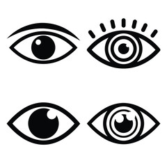 eye off  icon vector set and silhouette collection.