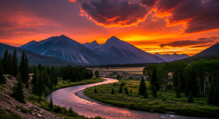 sunset in the mountains