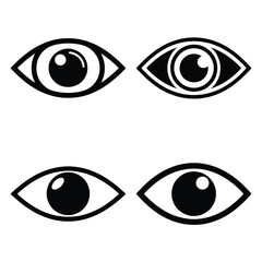 eye  icon vector set and silhouette collection.