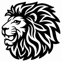 Fototapeta premium Detailed Black and White Vector Illustration of a Majestic Lion Head