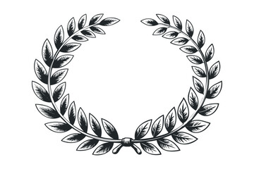 Laurel wreath symbol with tied ribbon