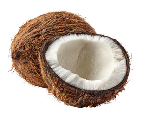 Whole and halved tropical fruit with white flesh against black background