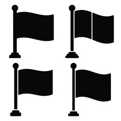 flag  icon vector set and silhouette collection.