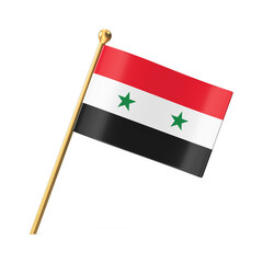 Syrian National Flag on Golden Pole
