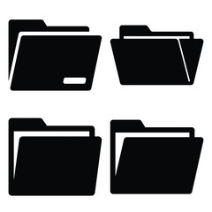 folder  icon vector set and silhouette collection.