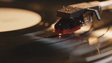 Vintage Vinyl A CloseUp of a Record Player in Action.