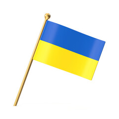 Small Ukrainian Flag on a Golden Stick, Symbol of National Pride