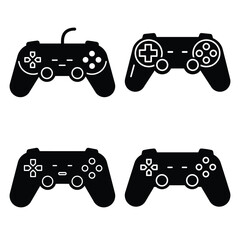 game controller  icon vector set and silhouette collection.