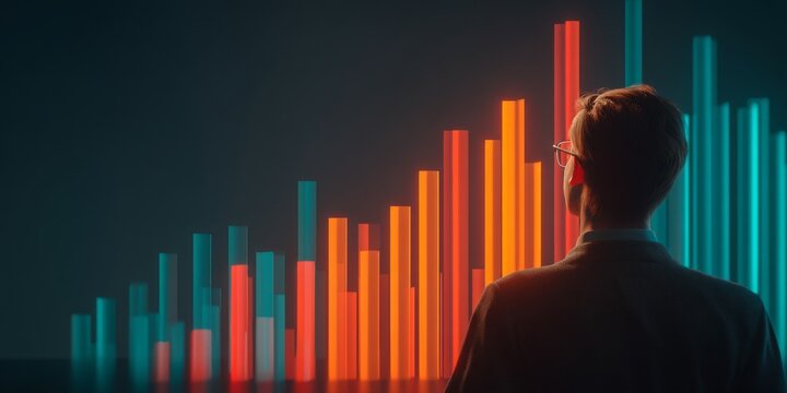 Financial Analyst Reviewing Market Growth Chart Data Visualization
