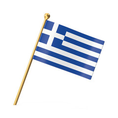 Greek National Flag on Golden Pole