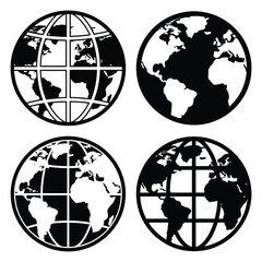 globe  icon vector set and silhouette collection.