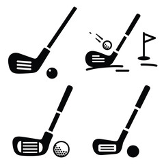 golf  icon vector set and silhouette collection.