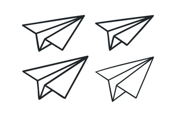 Four Paper Airplanes Drawn with Black Lines on White