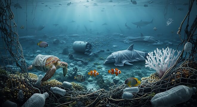 Ocean Pollution - A Visual Representation of Marine Debris Impact.