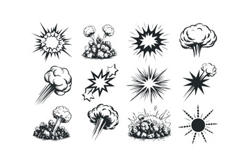 Collection of comic book explosion and impact graphics