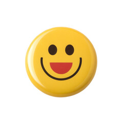 Fototapeta premium Happy smiley face button with transparent background, perfect for adding cheerful touch to any design or project