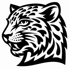 Fototapeta premium Black and White Vector Illustration of a Jaguar Head