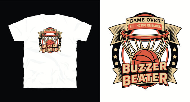 Game Over Silencing Enemies Buzzer Beater Basketball Graphic Design T-shirt Illustration Print Retro College Team Sport