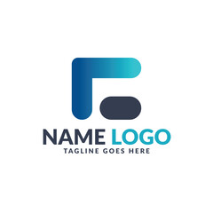 Abstract Letter R C Logo with Gradient Blue and Dark Accent