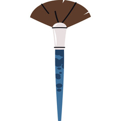 A Single Makeup Brush with Brown Bristles and a Blue Ombre Handle Detailed on a Transparent Background