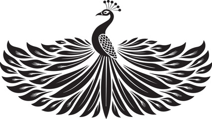 Fototapeta premium **Title (150 characters, SEO optimized):** Elegant Peacock Logo Vector Design | Stylized Bird Silhouette with Decorative Feathers | Luxury Animal Symbol for Branding, Art, and Decoration 