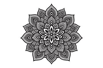 Intricate Mandala Design – Black and White Floral Pattern
