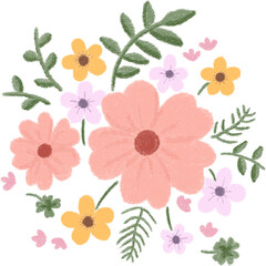 garden of flowers for border frame or bouquet