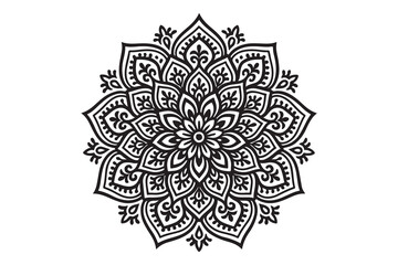 Intricate Mandala Design – Black and White Floral Pattern