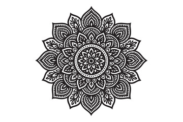 Intricate Mandala Design – Black and White Floral Pattern