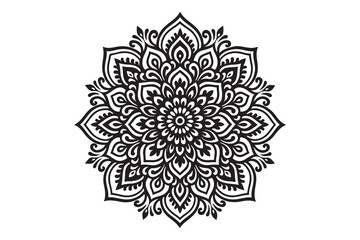 Intricate Mandala Design – Black and White Floral Pattern