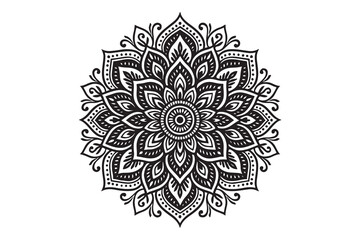 Intricate Mandala Design – Black and White Floral Pattern