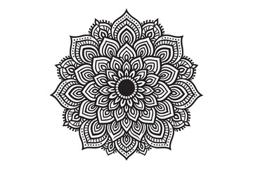 Intricate Mandala Design – Black and White Floral Pattern