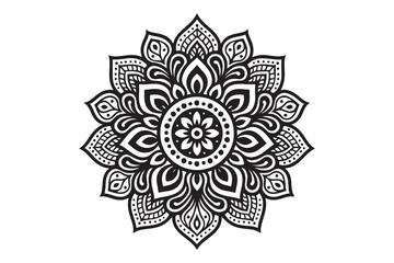 Intricate Mandala Design – Black and White Floral Pattern