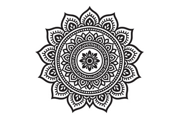 Intricate Mandala Design – Black and White Floral Pattern