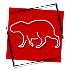 capibara, red banner in a frame. Vector illustration on a white background.