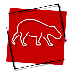 capibara, red banner in a frame. Vector illustration on a white background.