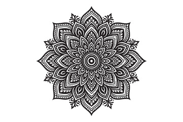 Intricate Mandala Design – Black and White Floral Pattern