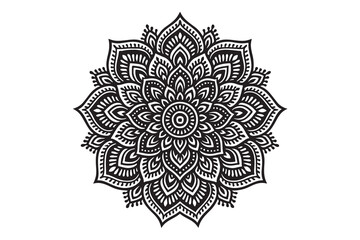 Intricate Mandala Design – Black and White Floral Pattern