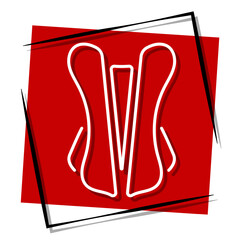 corset, red banner in a frame. Vector illustration on a white background.