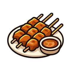 Satay Indonesian food icon logo flat vector design
