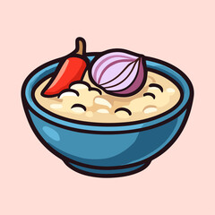 Paanta bhaat, Fermented rice, bangladeshi food icon logo flat vector design