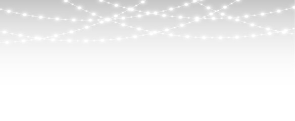 Christmas light streamer and glowing garland overlay with soft bokeh festive illumination effect.