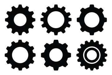 gear silhouette vector vector art icon set