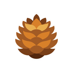 Pine cone flat vector illustration isolated on white background depicting a stylized autumn and winter natural symbol perfect for seasonal designs, graphic elements, logo, and nature concepts